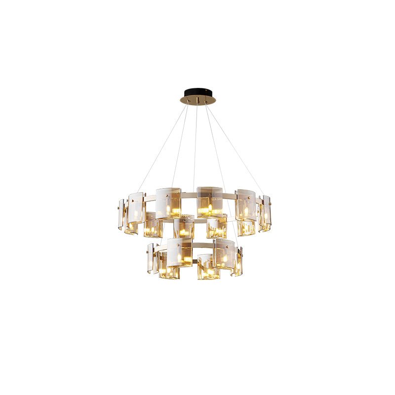 Modern Crown Glass LED Chandelier Elegant Pendant Ceiling Light for Living and Dining Rooms
