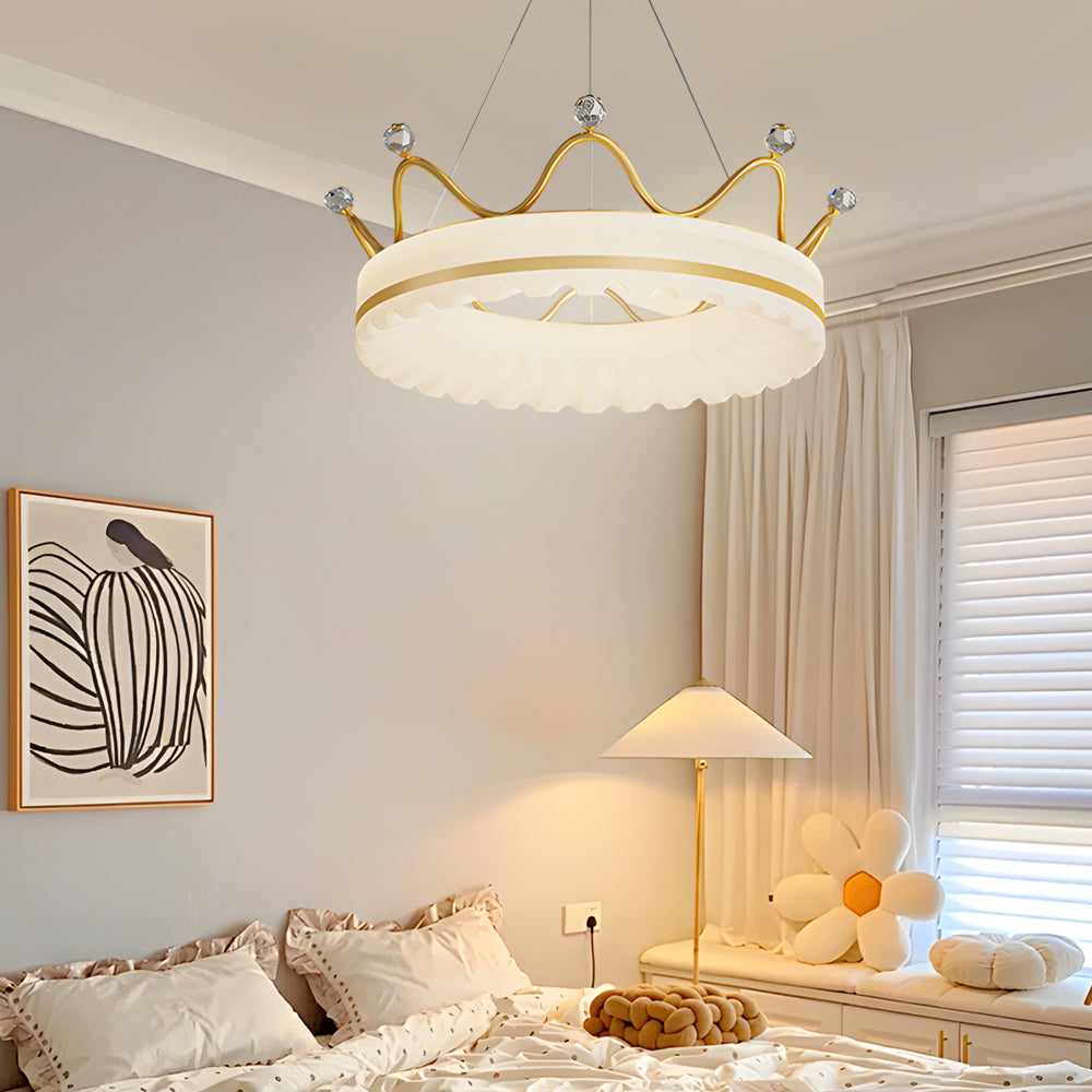 Modern Crown LED Pendant Light with Three Step Dimming for Kids Bedroom and Nursery