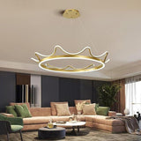 Modern Crown Shaped LED Chandelier for Dining Room Geometric Metal Hanging Ceiling Light