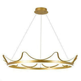 Modern Crown Shaped LED Chandelier for Dining Room Geometric Metal Hanging Ceiling Light