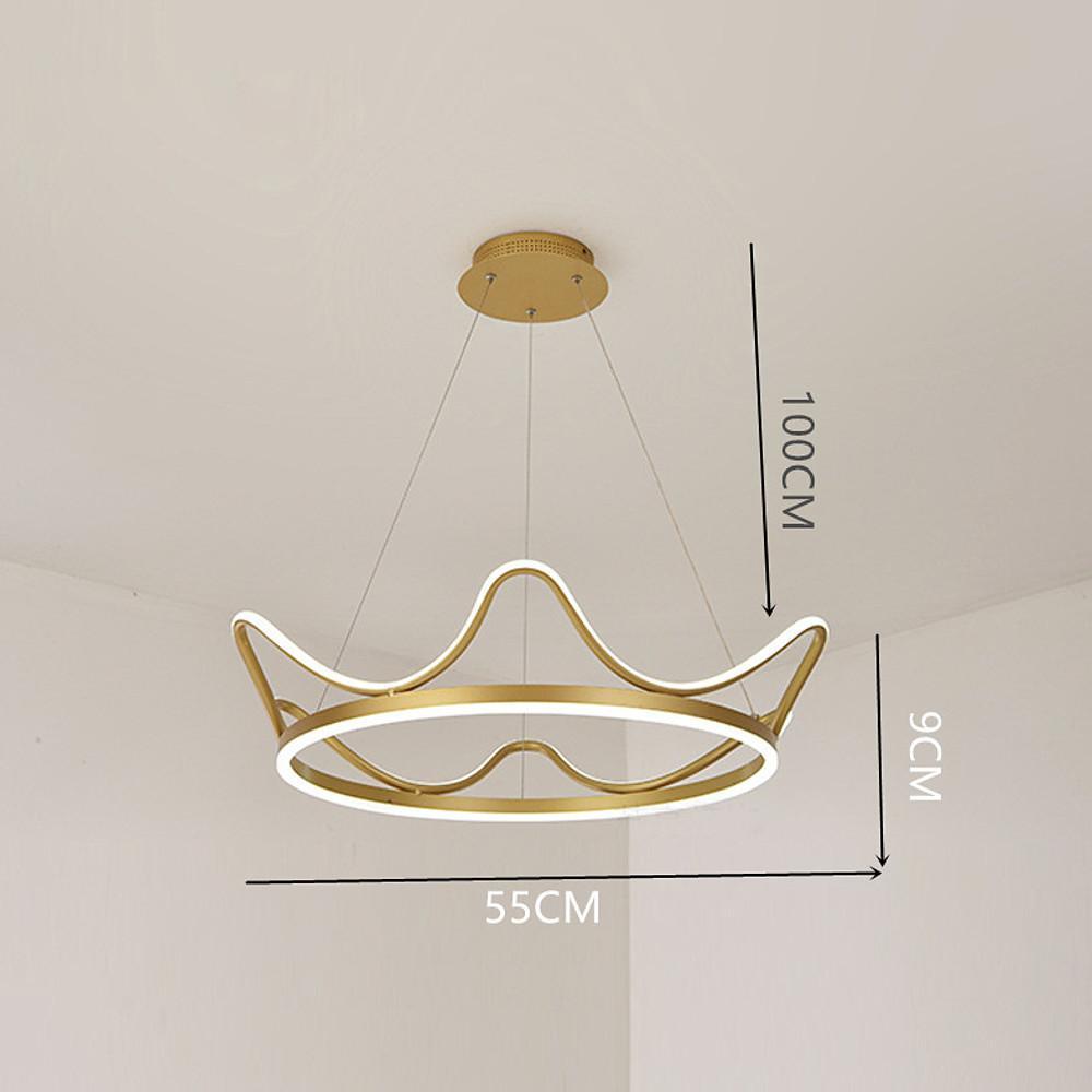 Modern Crown Shaped LED Chandelier for Dining Room Geometric Metal Hanging Ceiling Light