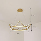Modern Crown Shaped LED Chandelier for Dining Room Geometric Metal Hanging Ceiling Light