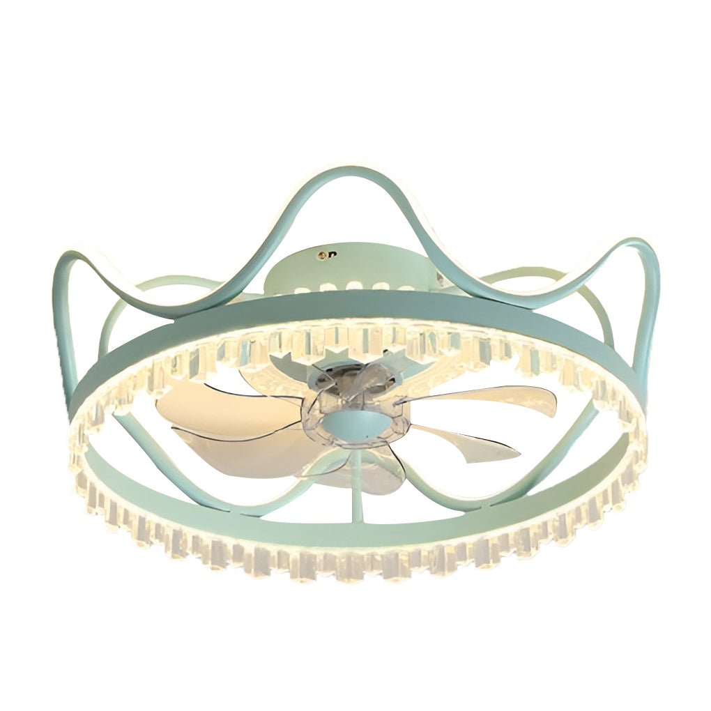 Modern Round Retractable Ceiling Fan with Dimmable LED Light and Remote Control for Bedroom Dining Room