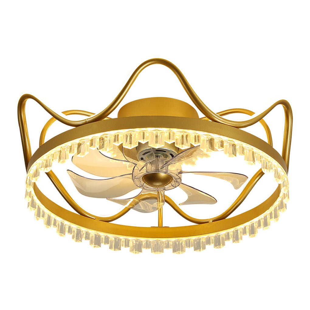 Modern Round Retractable Ceiling Fan with Dimmable LED Light and Remote Control for Bedroom Dining Room