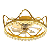 Modern Round Retractable Ceiling Fan with Dimmable LED Light and Remote Control for Bedroom Dining Room