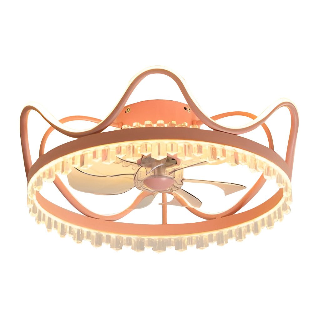 Modern Round Retractable Ceiling Fan with Dimmable LED Light and Remote Control for Bedroom Dining Room