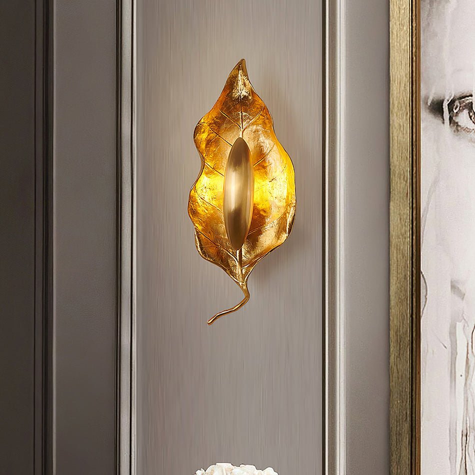 Modern Crumpled Leaf Brass Wall Sconce Elegant Indoor Decorative Lighting Fixture