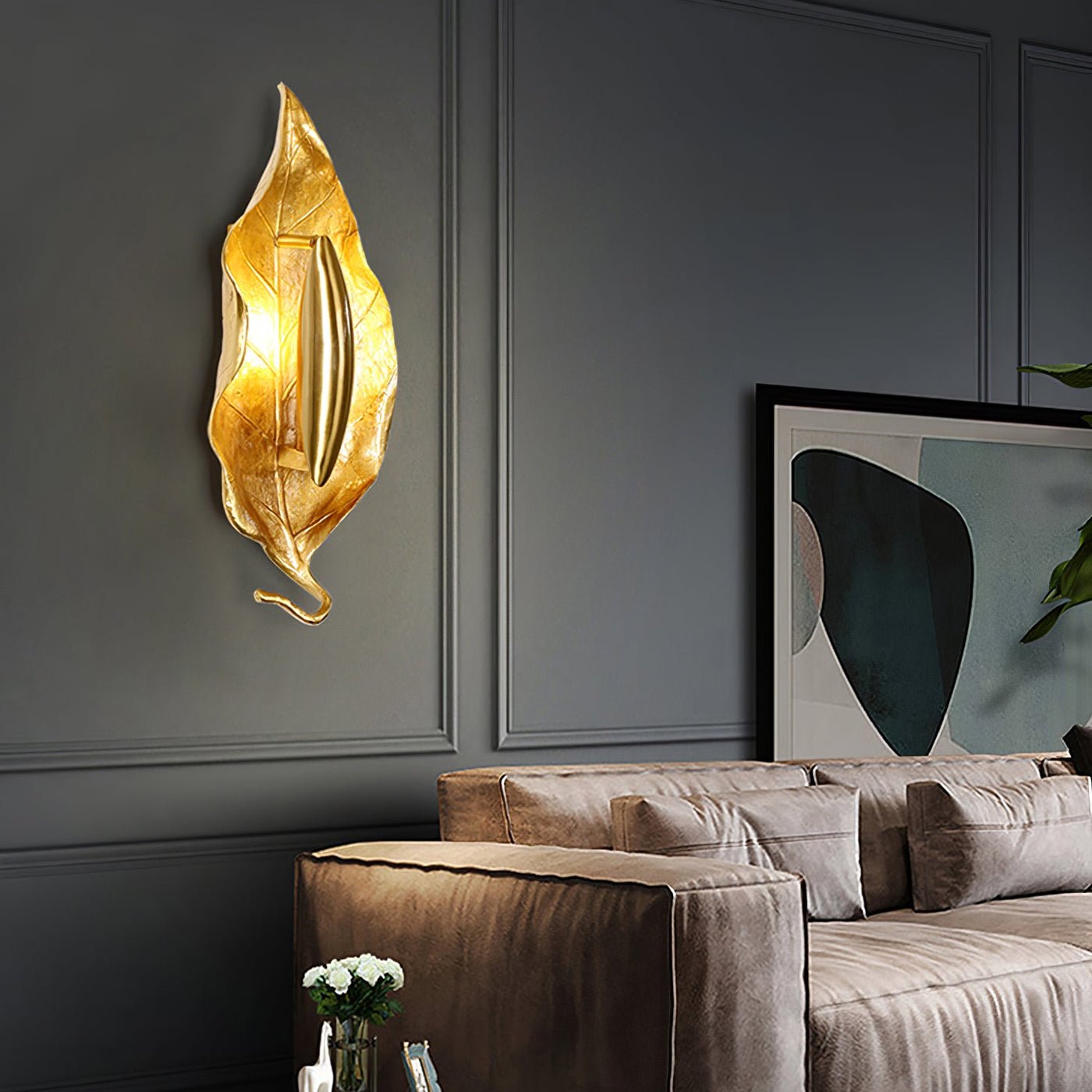 Modern Crumpled Leaf Brass Wall Sconce Elegant Indoor Decorative Lighting Fixture