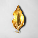 Modern Crumpled Leaf Brass Wall Sconce Elegant Indoor Decorative Lighting Fixture