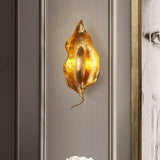 Modern Crumpled Leaf Brass Wall Sconce Elegant Indoor Decorative Lighting Fixture
