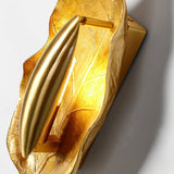 Modern Crumpled Leaf Brass Wall Sconce Elegant Indoor Decorative Lighting Fixture