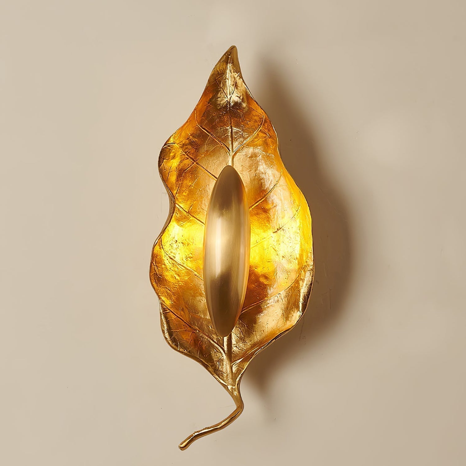 Modern Crumpled Leaf Brass Wall Sconce Elegant Indoor Decorative Lighting Fixture