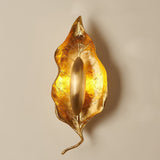 Modern Crumpled Leaf Brass Wall Sconce Elegant Indoor Decorative Lighting Fixture