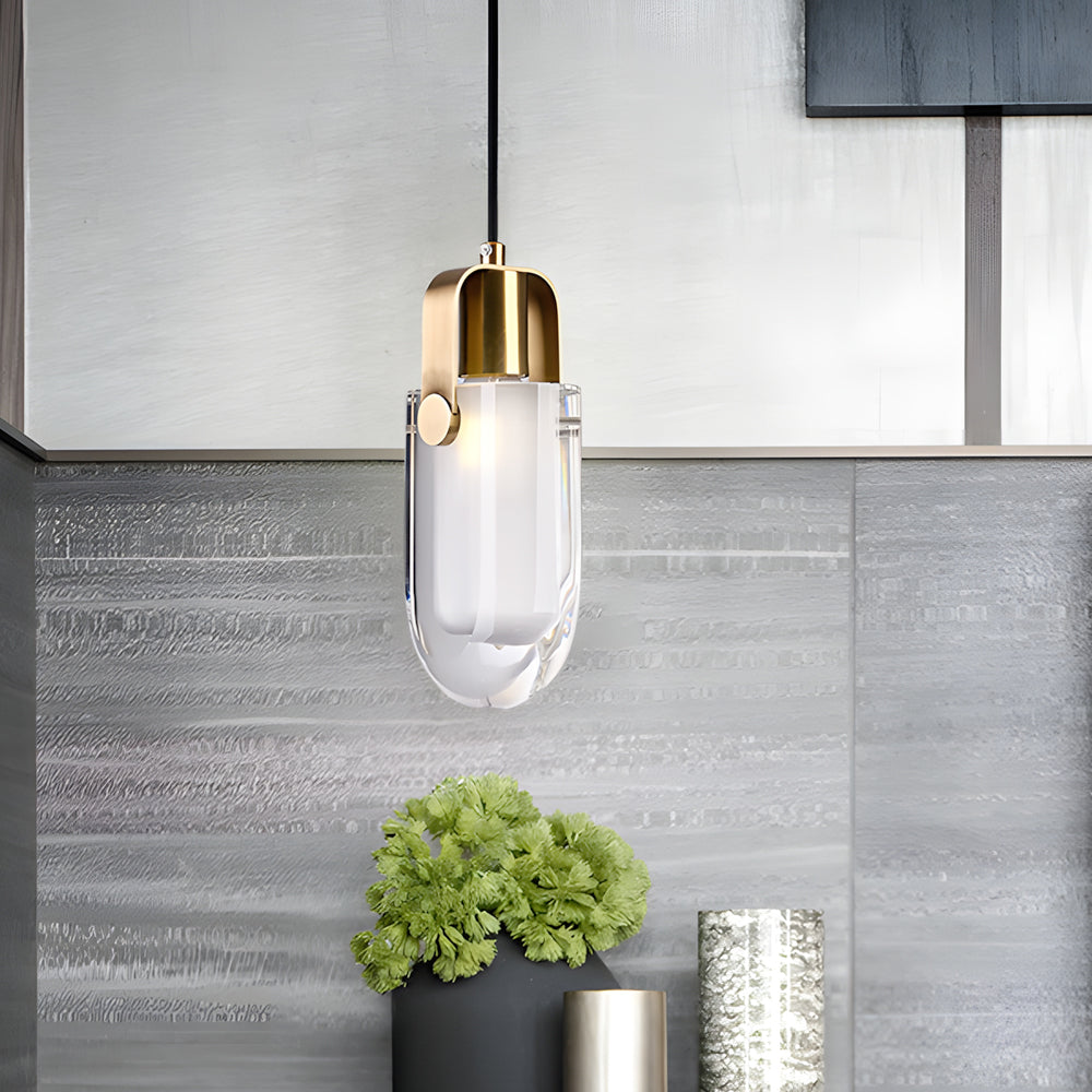 Modern Crystal and Copper Mini Pendant Light with 3 Step Dimming for Kitchen and Bedroom