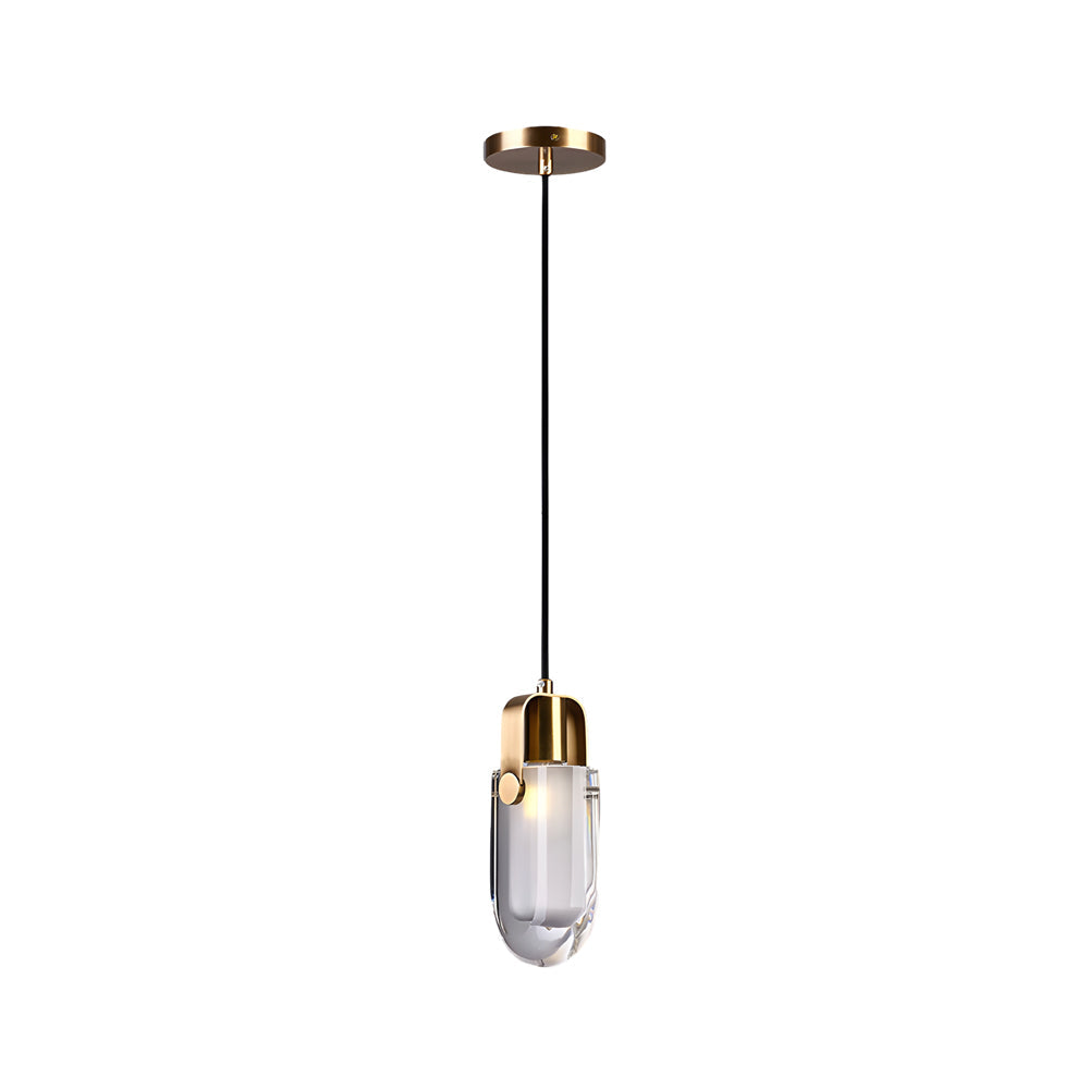 Modern Crystal and Copper Mini Pendant Light with 3 Step Dimming for Kitchen and Bedroom