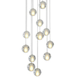 Modern Crystal Ball LED Chandelier 14 Light Adjustable Height Dimmable Staircase Pendant Light