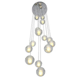 Modern Crystal Ball LED Chandelier 14 Light Adjustable Height Dimmable Staircase Pendant Light