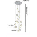 Modern Crystal Ball LED Chandelier 14 Light Adjustable Height Dimmable Staircase Pendant Light