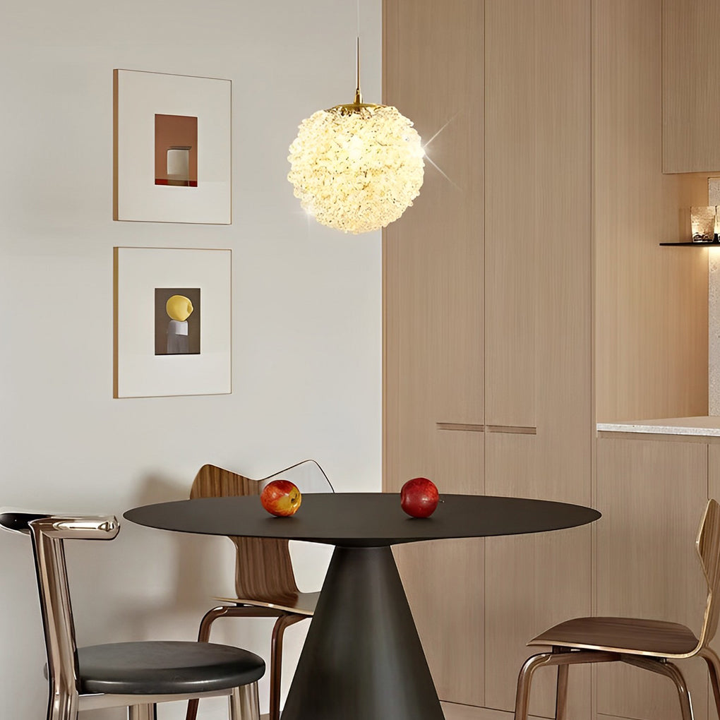 Modern Crystal Ball LED Pendant Light Three Step Dimming Nordic Style Hanging Lamp for Bedside and Bedroom