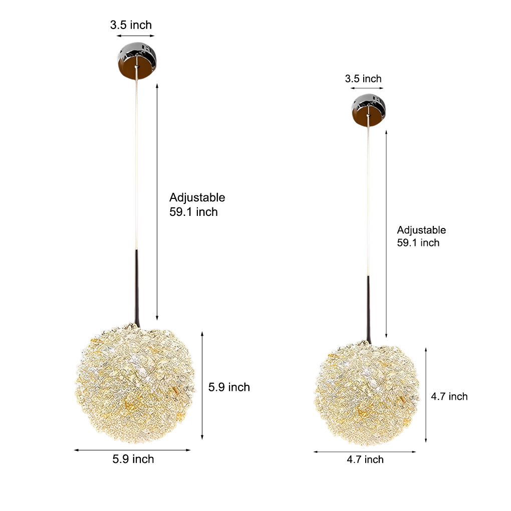 Modern Crystal Ball LED Pendant Light Three Step Dimming Nordic Style Hanging Lamp for Bedside and Bedroom