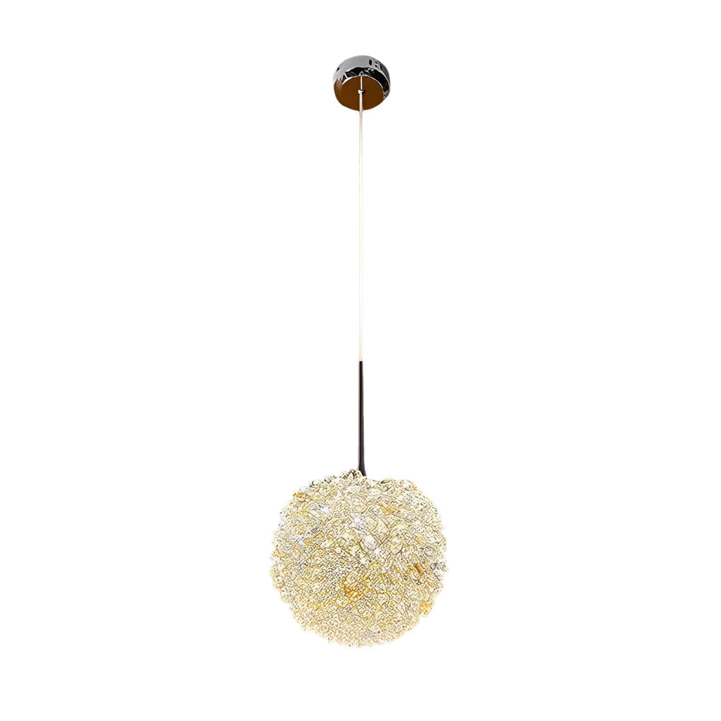 Modern Crystal Ball LED Pendant Light Three Step Dimming Nordic Style Hanging Lamp for Bedside and Bedroom