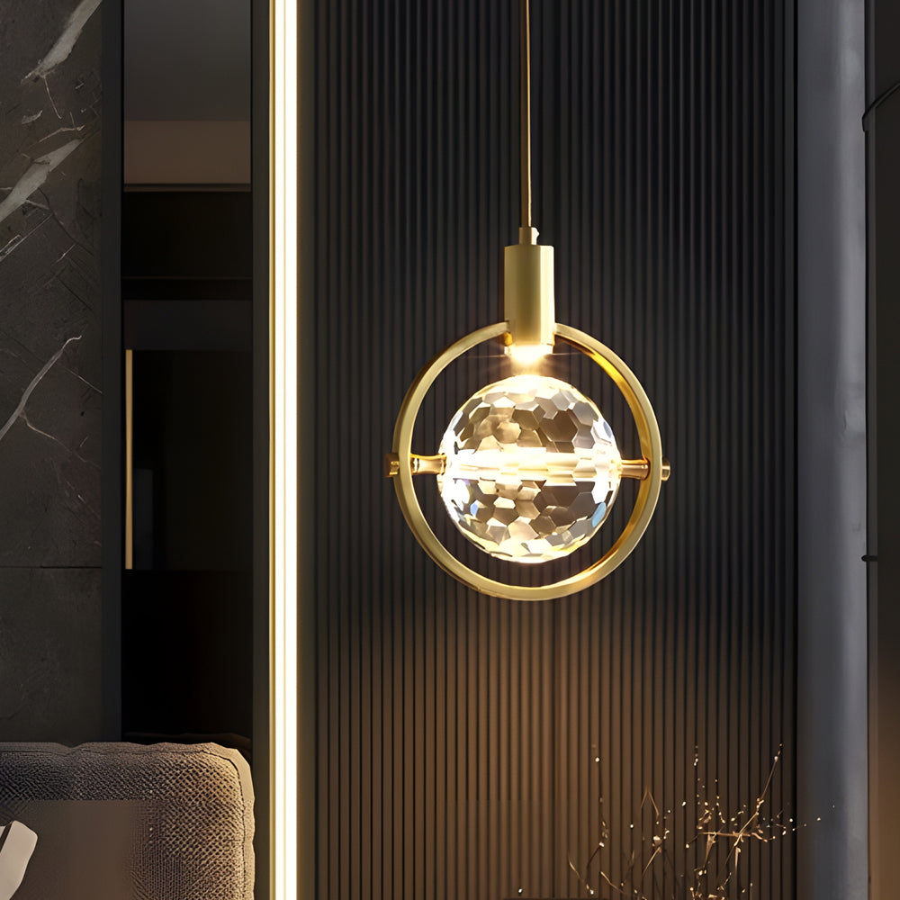 Modern Crystal Ball Pendant Light Round Semicircle LED Hanging Lamp for Bedroom and Kitchen Island