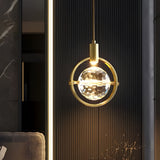 Modern Crystal Ball Pendant Light Round Semicircle LED Hanging Lamp for Bedroom and Kitchen Island