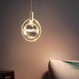 Modern Crystal Ball Pendant Light Round Semicircle LED Hanging Lamp for Bedroom and Kitchen Island