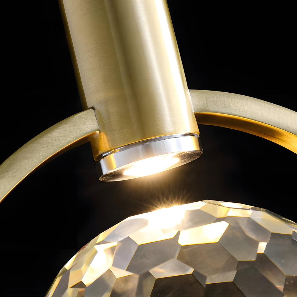 Modern Crystal Ball Pendant Light Round Semicircle LED Hanging Lamp for Bedroom and Kitchen Island
