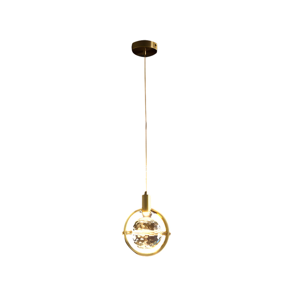 Modern Crystal Ball Pendant Light Round Semicircle LED Hanging Lamp for Bedroom and Kitchen Island