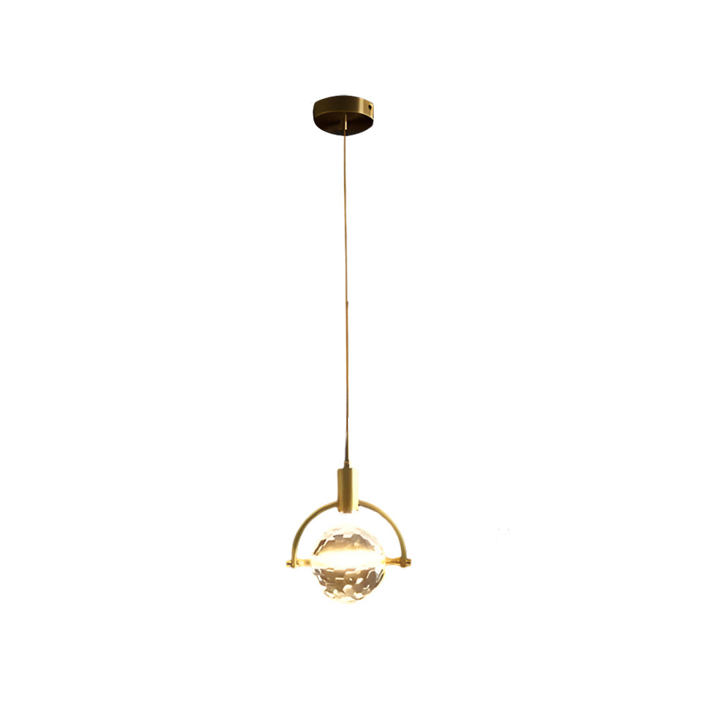 Modern Crystal Ball Pendant Light Round Semicircle LED Hanging Lamp for Bedroom and Kitchen Island