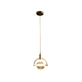 Modern Crystal Ball Pendant Light Round Semicircle LED Hanging Lamp for Bedroom and Kitchen Island