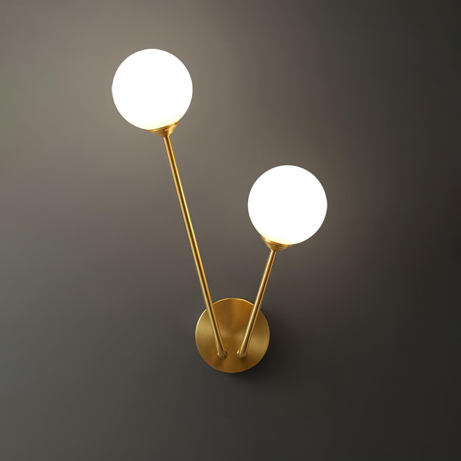 Modern Crystal Branch Wall Sconce Brass Light with Clear and White Glass Shades