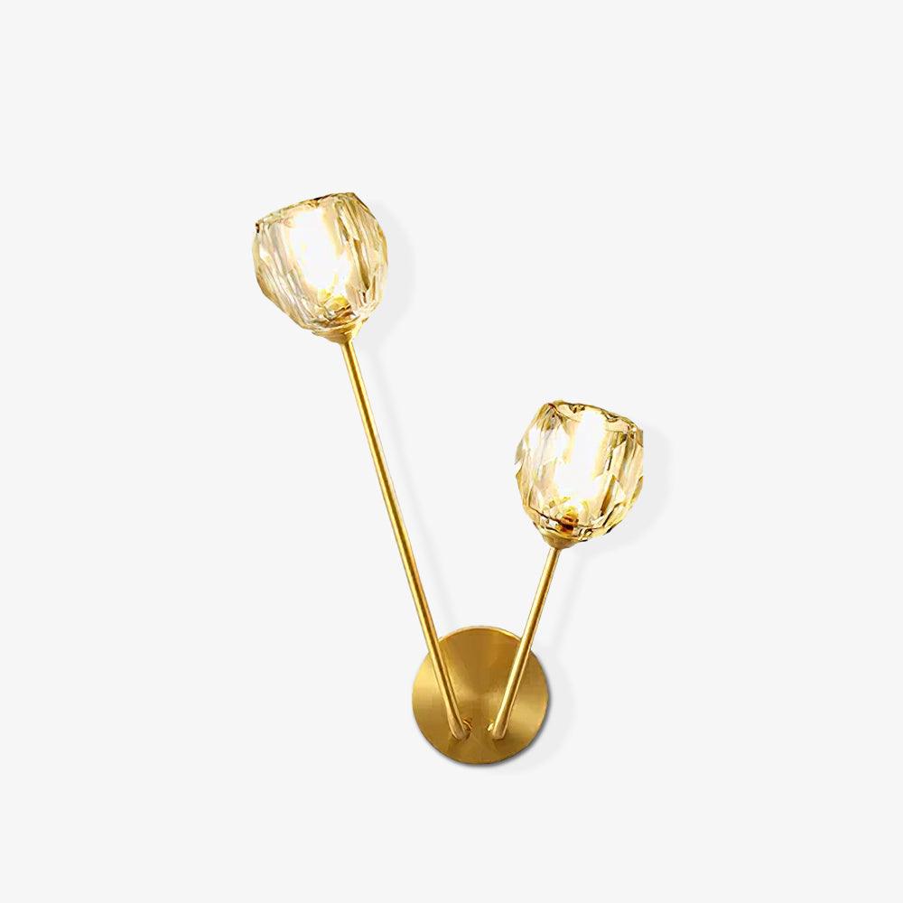 Modern Crystal Branch Wall Sconce Brass Light with Clear and White Glass Shades