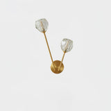 Modern Crystal Branch Wall Sconce Brass Light with Clear and White Glass Shades