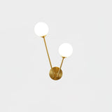 Modern Crystal Branch Wall Sconce Brass Light with Clear and White Glass Shades