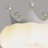 Modern Crystal Cloud Crown LED Pendant Light Three Step Dimming Ceiling Fixture Gold and White