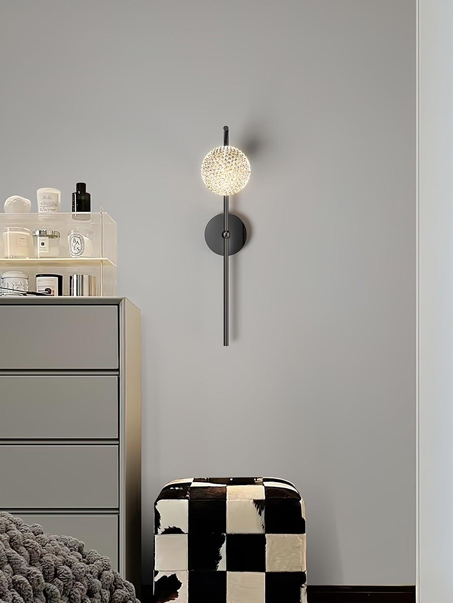 Modern Crystal Dandelion Wall Sconce Set of 2 Elegant Indoor LED Light Fixture
