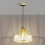 Modern Crystal Drum Pendant Light Nordic Metal Chandelier for Bedroom and Living Room