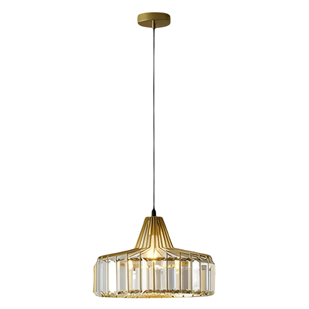 Modern Crystal Drum Pendant Light Nordic Metal Chandelier for Bedroom and Living Room