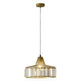 Modern Crystal Drum Pendant Light Nordic Metal Chandelier for Bedroom and Living Room