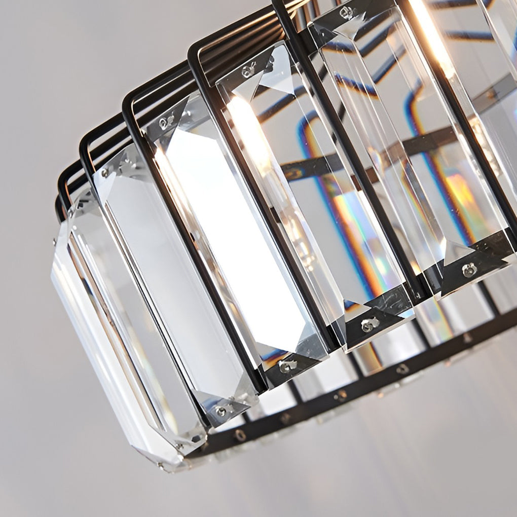 Modern Crystal Drum Pendant Light Nordic Metal Chandelier for Bedroom and Living Room
