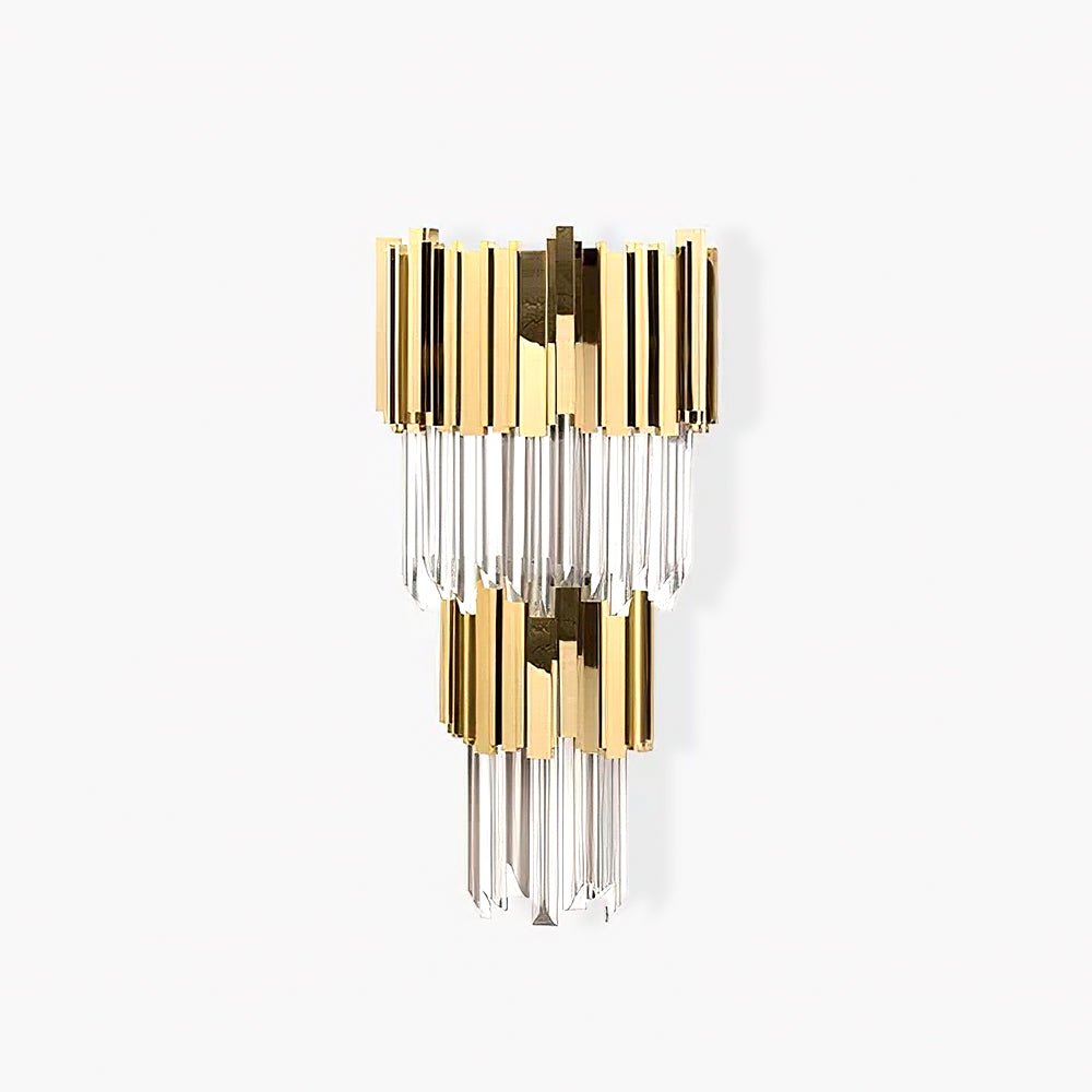 Modern Crystal Empire Wall Sconce Gold Multi Tiered Bracket Lighting for Living Room