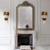 Modern Crystal Empire Wall Sconce Gold Multi Tiered Bracket Lighting for Living Room