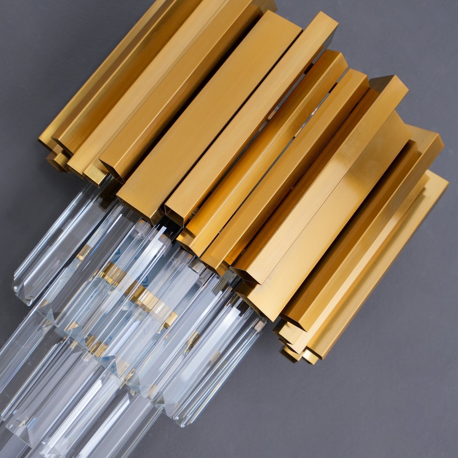 Modern Crystal Empire Wall Sconce Gold Multi Tiered Bracket Lighting for Living Room