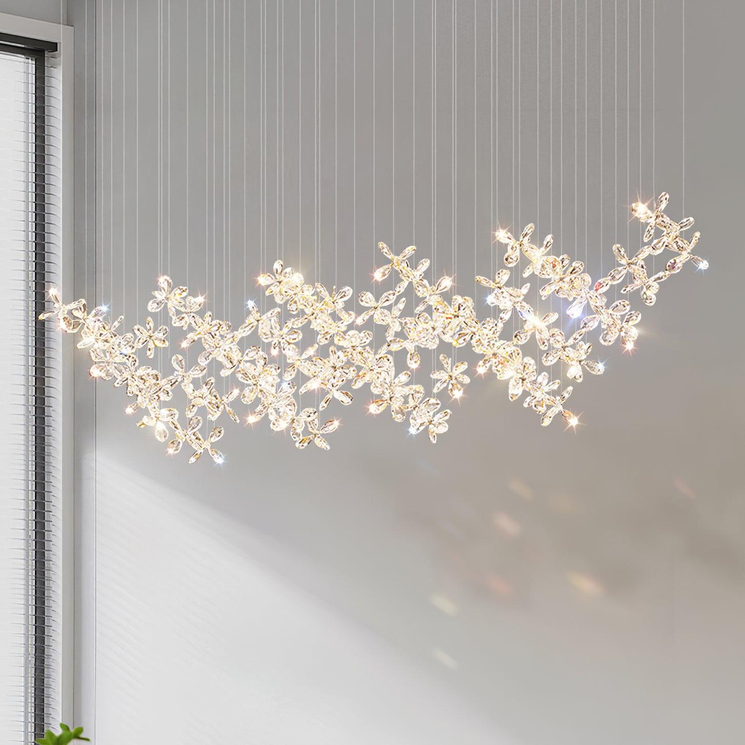 Modern Crystal Floating Butterfly LED Chandelier Luxury Pendant Light for Home