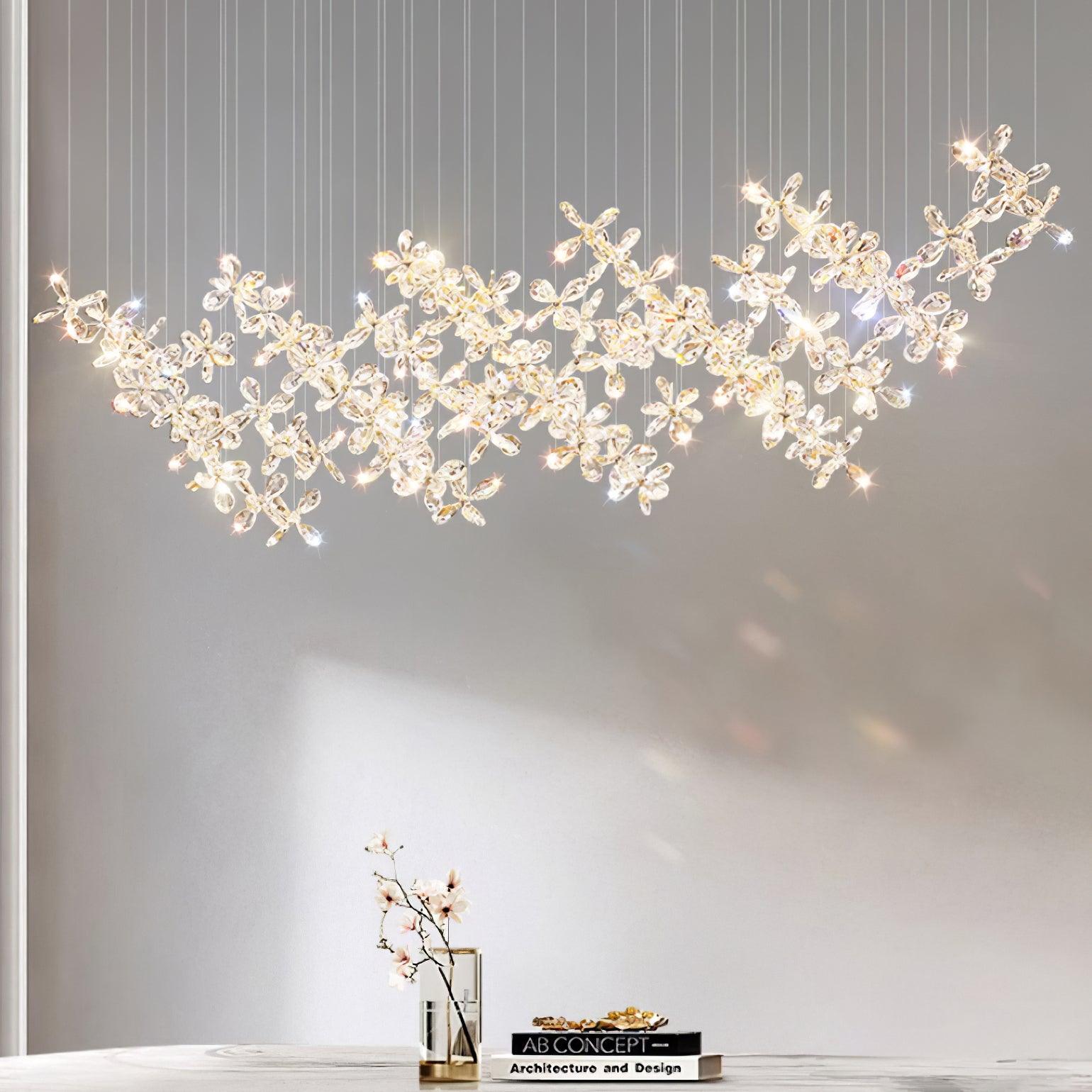 Modern Crystal Floating Butterfly LED Chandelier Luxury Pendant Light for Home