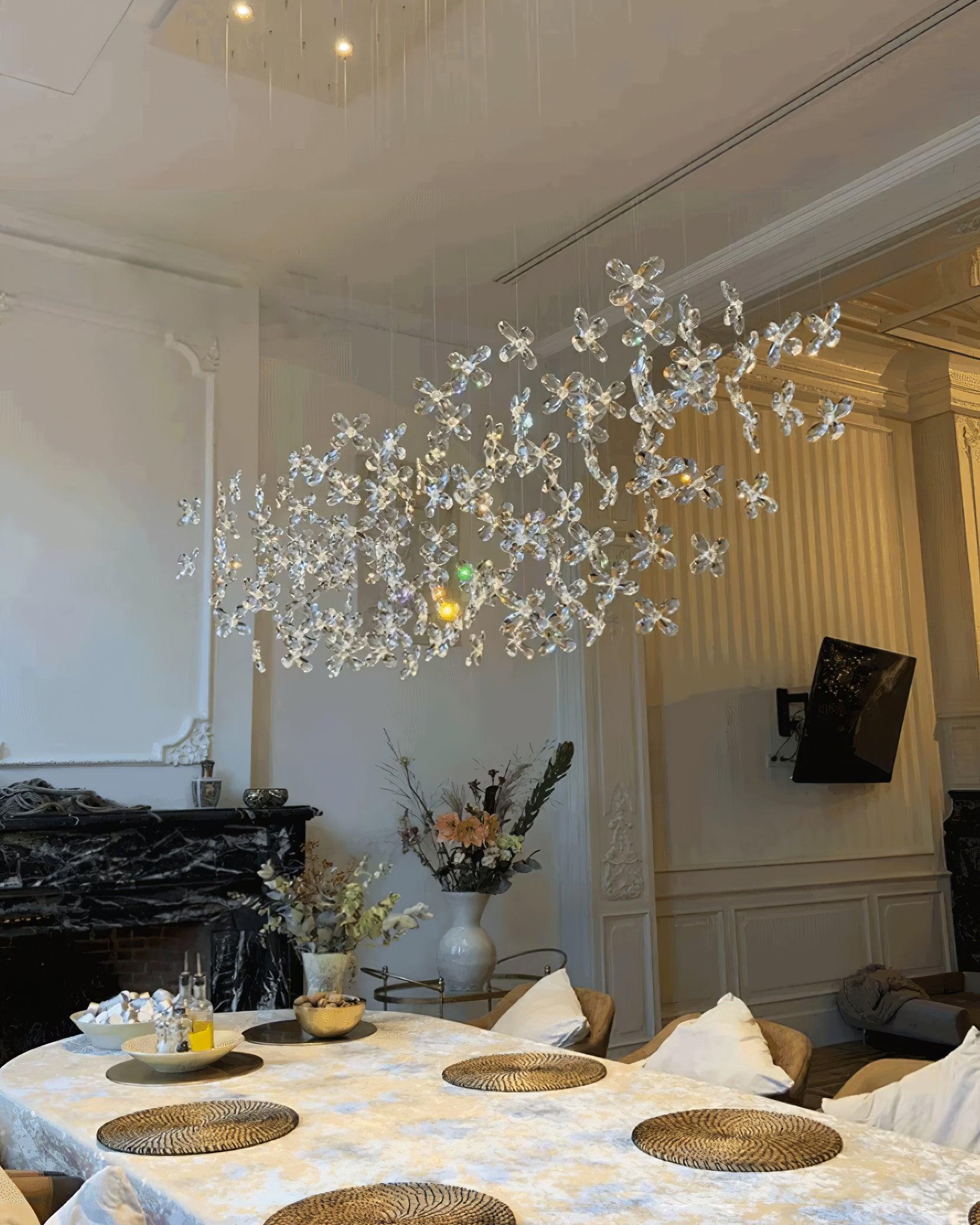Modern Crystal Floating Butterfly LED Chandelier Luxury Pendant Light for Home