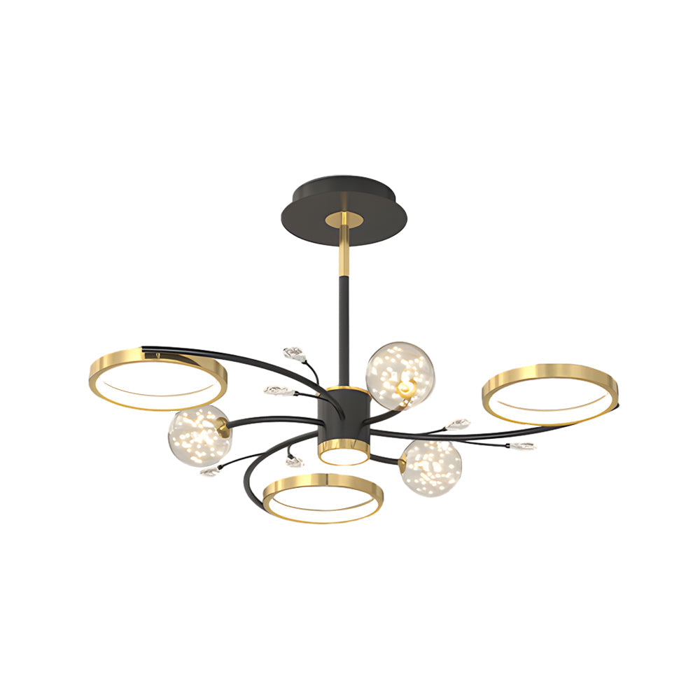 Modern Crystal Flower Branch Flush Mount Ceiling Chandelier with 3 Step Dimming