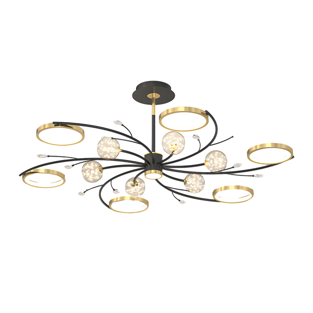 Modern Crystal Flower Branch Flush Mount Ceiling Chandelier with 3 Step Dimming